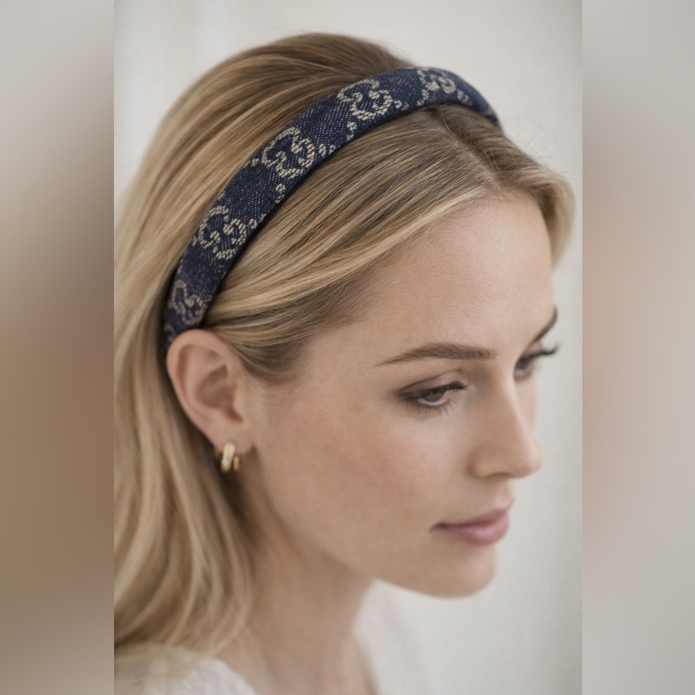 Gucci Blue Denim GG Supreme Monogram Headband